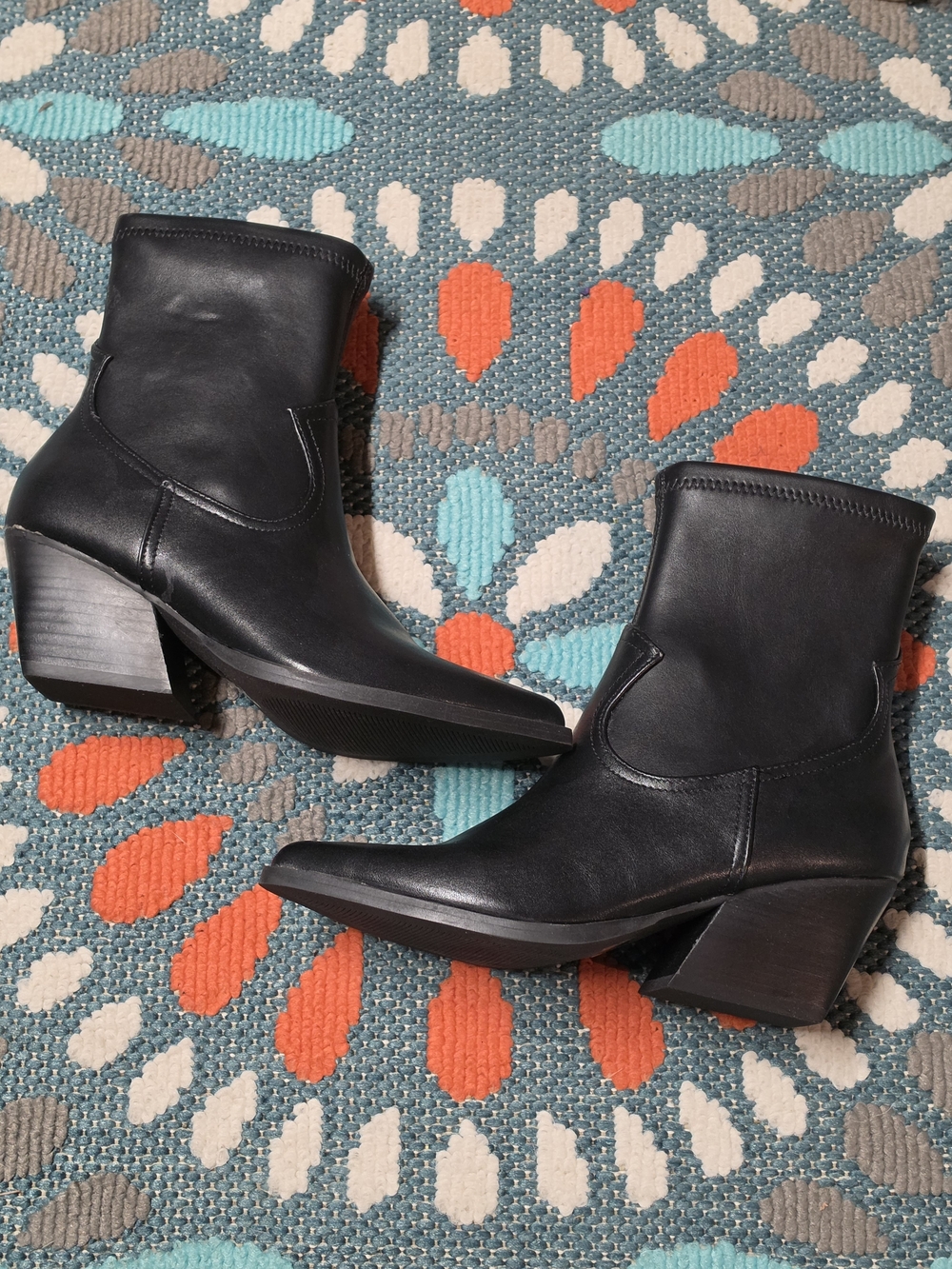 Dolce Vita Black Leather Mid-Calf Block Heeled Boots